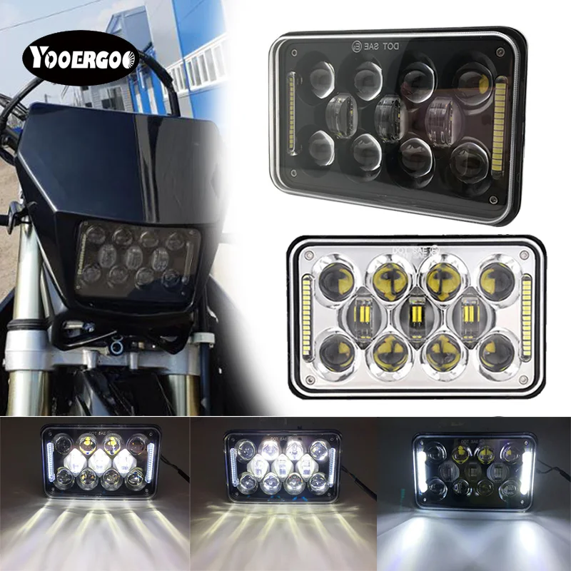 1pcs DOT Black Motorcycle DRL Lamp 4X6 LED Headlight For H onda XR250 XR400 XR650 S uzuki DRZ | Автомобили и мотоциклы