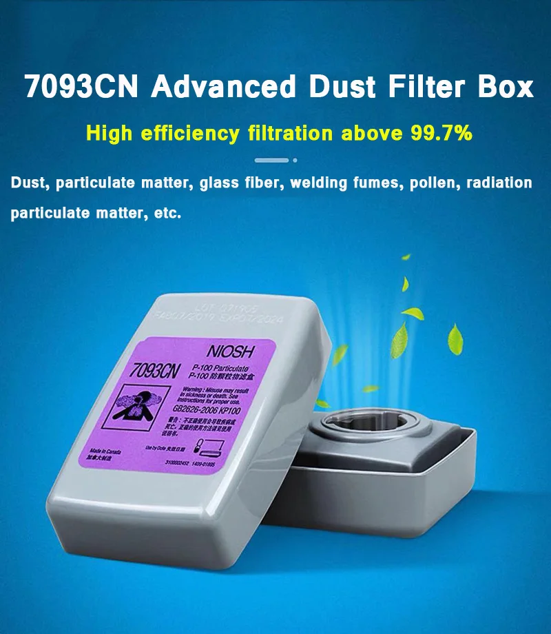 7093CN P100 Gas Cartridge Filter Protect Against Particulates/PM0.3/Welding Smoke Fit for 3M 6200/6800/7502 Mask KM004 respirator for sulfuric acid