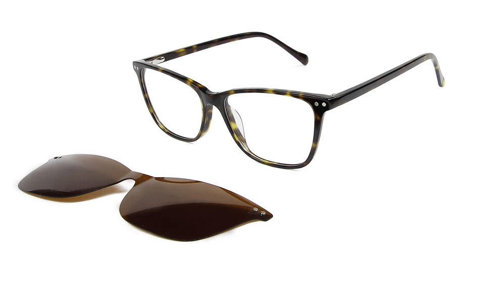 Acetat 2 In 1 Magnet Polarisierte Clip Auf Sonnenbrille Frauen Cat Eye Brille Rahmen Optische Myopie Platz Brillen Rahmen Für männer – Detail 7