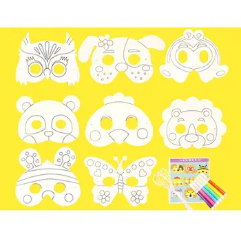 

2018 Blank Paper Mask Children's Kindergarten Paper Hand Painted Diy White Mask Cartoon Painting Graffiti Coloring