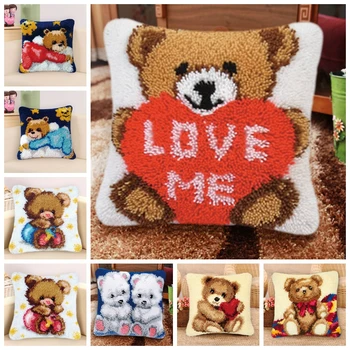 

Bear Latch Hook Kits Diy Smyrna Knooppakket Klink Haak Kleed Bloemen Latch Hook Pillow Cross Stitch Pillows Foamiran For Flower
