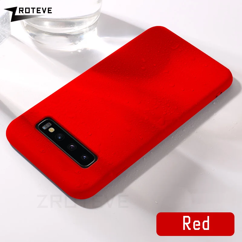 Red Для samsung S10 S9 S8 плюс Чехол ZROTEVE мягкое покрытие кожи жидкий силикон Чехлы для samsung Note 8 9 S10e M30 A10 A30 A50 A70 чехол - Цвет: Red