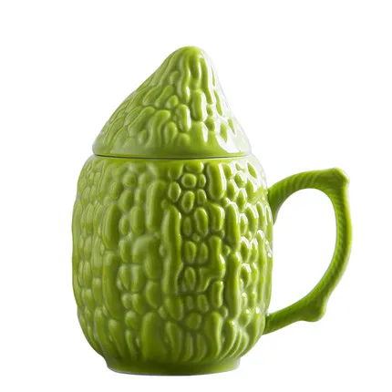 

Cute office bitter gourd water cup fast Post creative ceramic cup personality trend milk coffee cup couple mug
