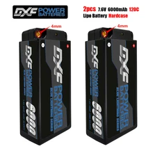 DXF batería Lipo 2S Shorty Lipo 7,6 mah 6000 V 120C con 4mm bala la competencia-paquete para 1/10 Buggy