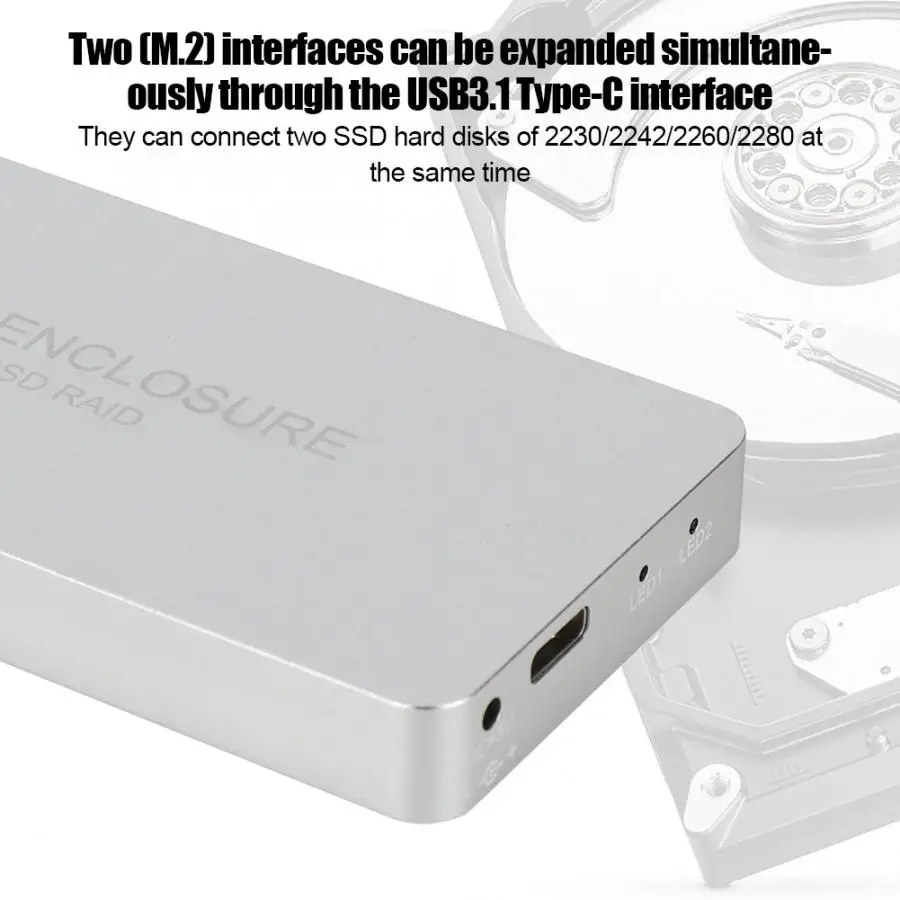 USB3.1 до 2-Порты и разъёмы M.2 SSD Raid жесткий диск HDD чехол с Тип-C