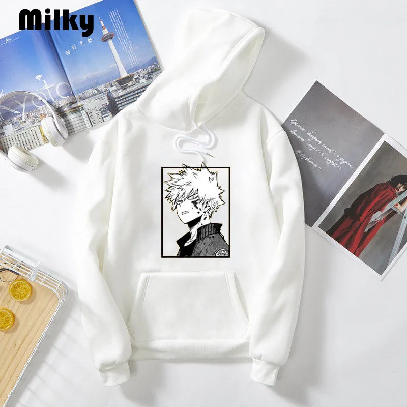 

Harajuku My Hero Academia Hoodies Men Women Long Sleeve Sweatshirt Bakugou Katsuki Anime Manga Black Hoodies Tops Clothes