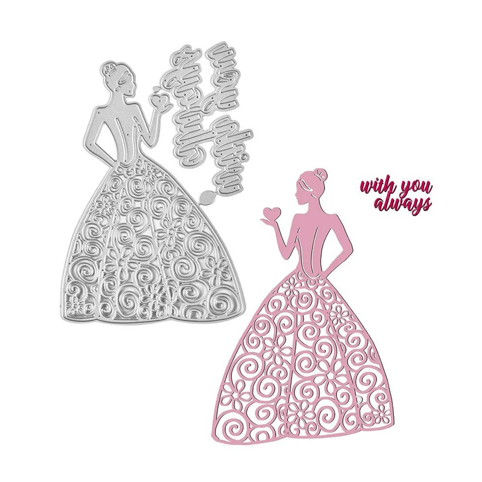 DiyArts Letter Dies Girl with You Always Metal Cutting Dies Scrapbooking Card Making Embossing Stencil Die Cut Craft Dies