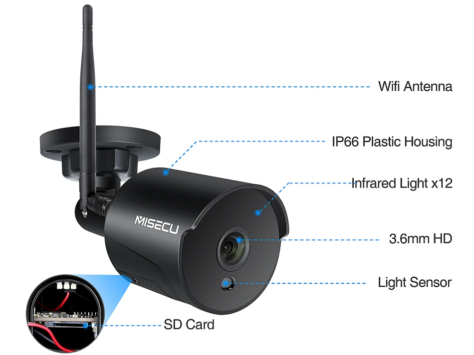 MISECU 1080P Wifi IP камера Двусторонняя аудио Беспроводная пулевая для наружного