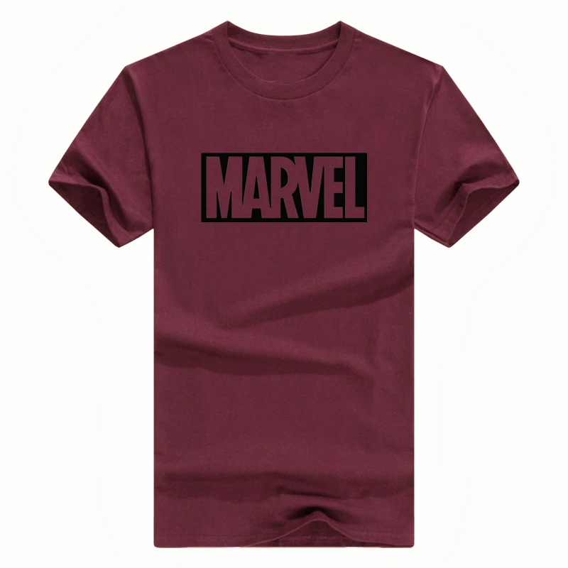 Модная футболка мужские футболки из хлопка с буквенным принтом MARVEL летняя футболка для мальчиков, футболка для катания на коньках Топы Рубашки повседневные с коротким рукавом - Цвет: D-winered