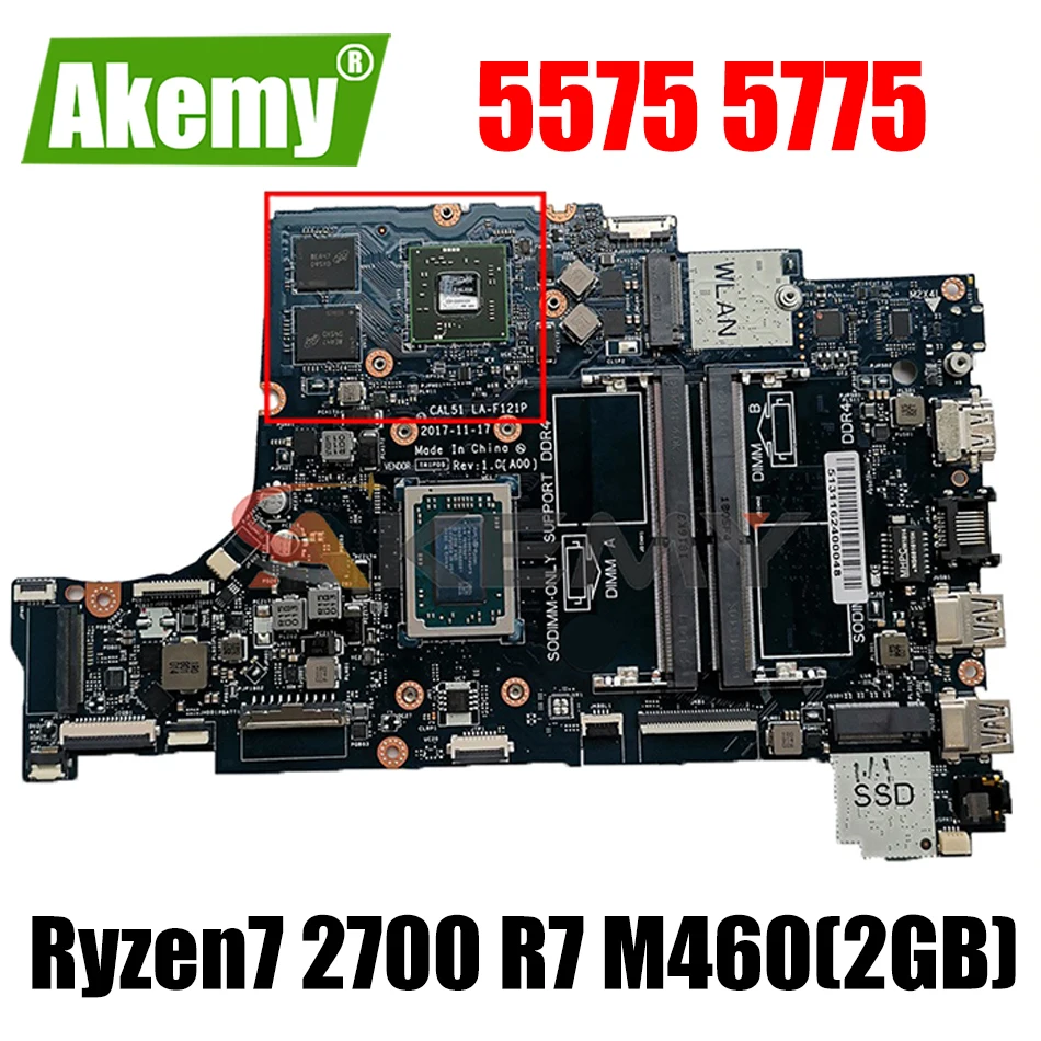 Akemy Новый Ryzen7 2700 R7 M460(2 ГБ) для Dell inspiron 5575 5775 материнская плата CAL51 LA-F121P CN-0P34C9 P34C9 100%