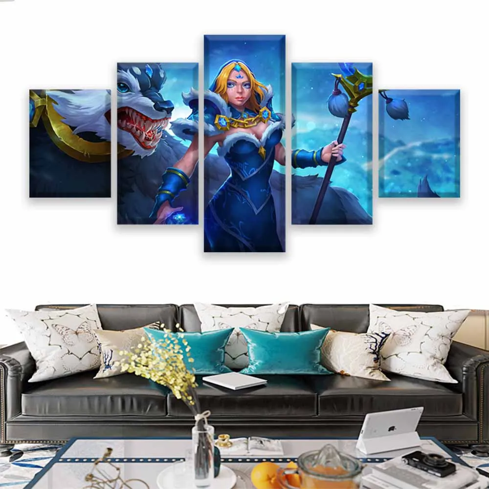 Framework 5 Panels DOTA 2 Juggernaut Modern Home Decorative Canvas Printed Painting Wall Art For Li