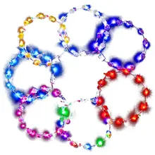 Светодиодный Цветок Корона, 7 шт. светодиодный цветочный венок ободок светящийся 10 светодиодный цветок головной убор для девочек женщин Свадьба Fes