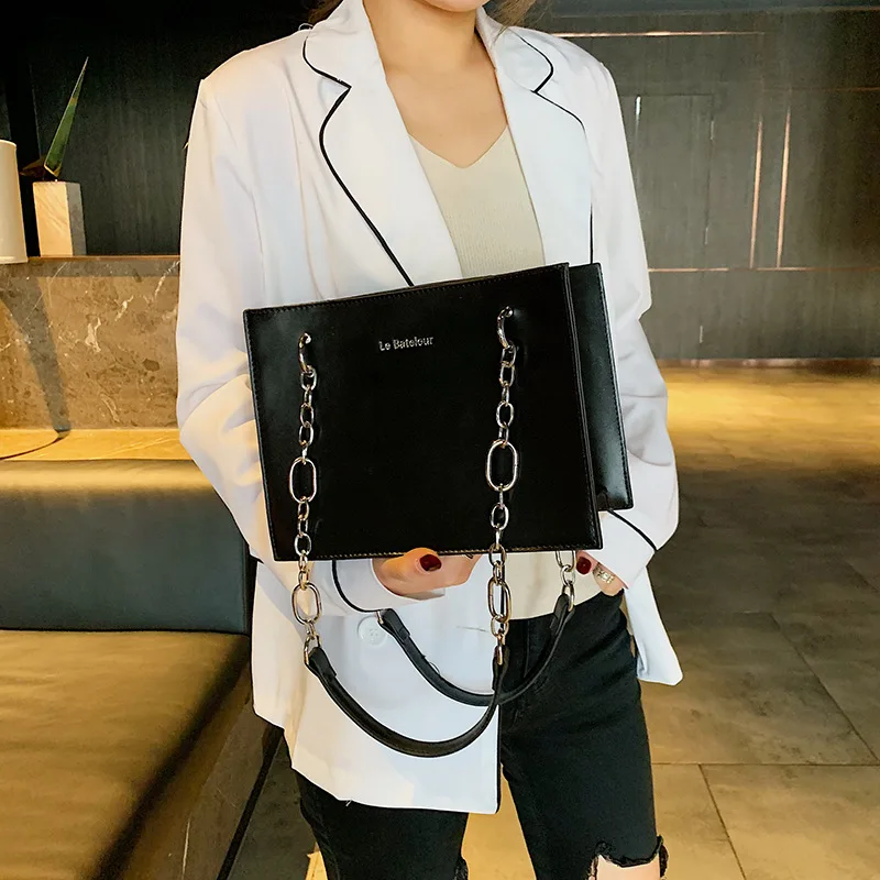 

CHIC Bag Women's Retro Textured Simple Casual Chain 2019 New Style Korean-style Versatile Shoulder Tote Bag