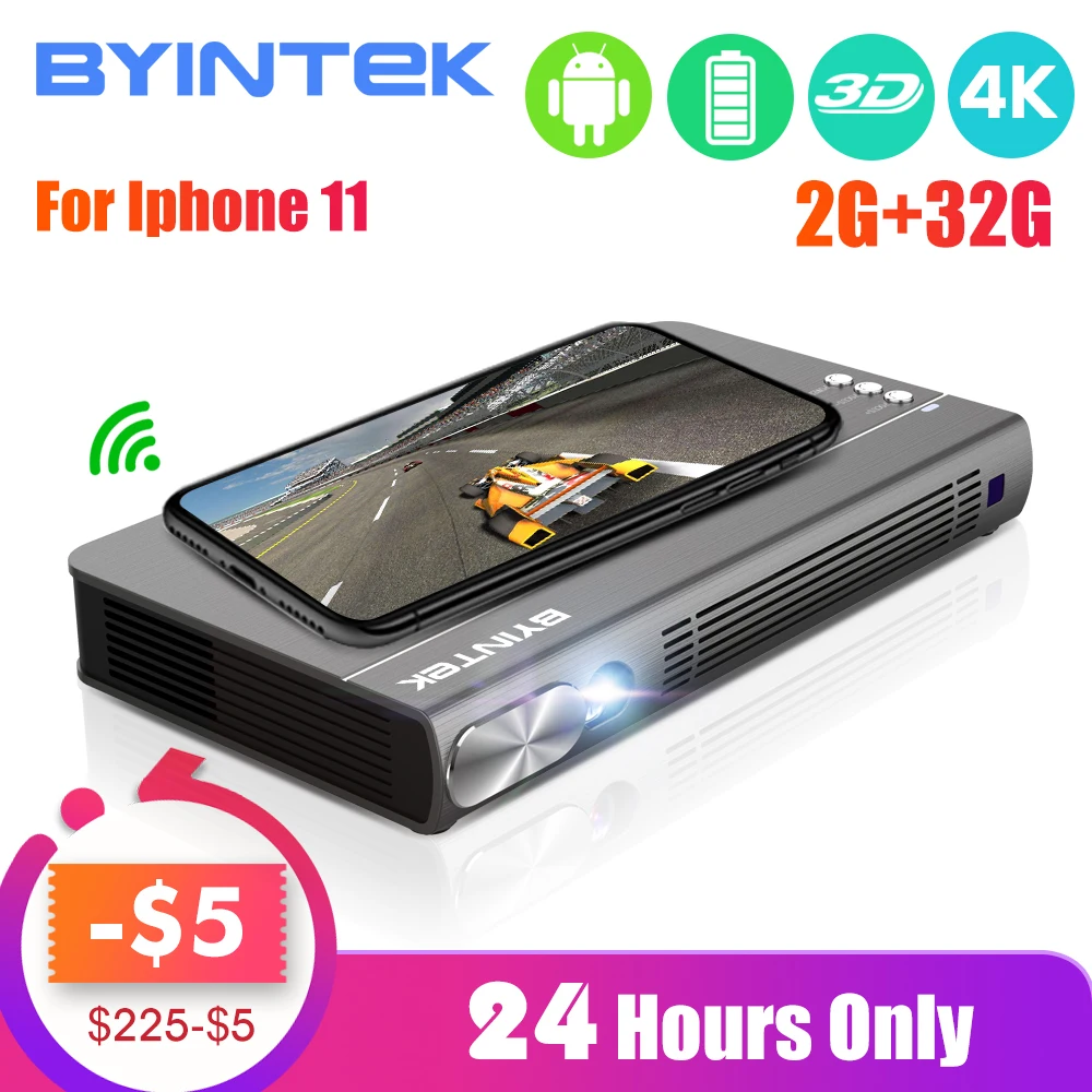  BYINTEK UFO P12 300inch 2019 Newest Smart 3D Full HD 4K 5G WIFI Android Pico Portable Micro Mini LE - 33046986774