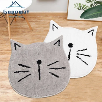 

Nordic Cartoon Flocking Cat Bathroom Absorbent Non-slip Mat Living Room Entrance Door Mat Kitchen Floor Mat Bedroom Area Carpet