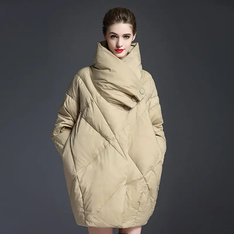 khaki down jacket Зимние женские пальто, теплые куртки, 90% белый утиный пух, европейские женские пуховики, парки для беременных, Одежда для беременных - Цвет: khaki down jacket