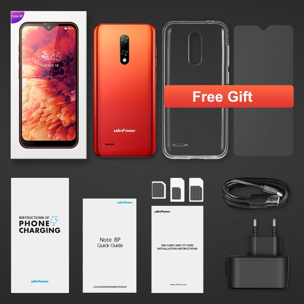 Ulefone Note 8P глобальная версия смартфона Android 10 4G четырехъядерный экран 5 дюйма 8