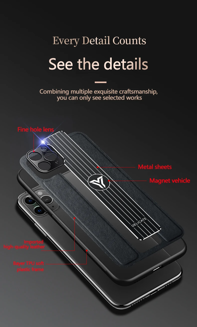 Luxury Leather Car Magnetic Holder Ultra thin Silicone Metal Porsche Protection Cover Case For iPhone 12 Pro Max 2
