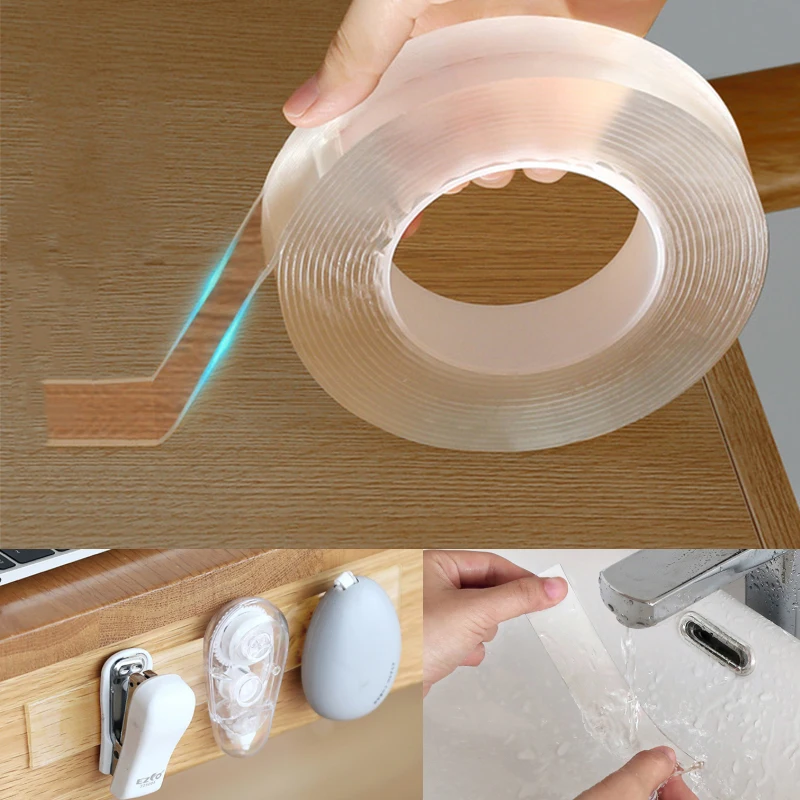 

1/3/5m Double-Sided Adhesive Nano Magic Tape Traceless Reusable Removable Sticker Washable Adhesive Home Improvement & Bathroom