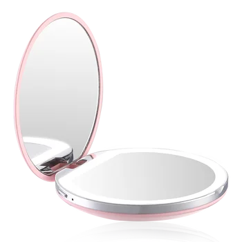 

Led Vanity Mirror Hand Held Mini Compact Makeup Vanity Foldable 5 Colors Available