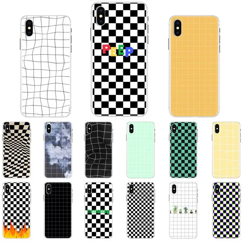 YNDFCNB Black and white grid Phone Case for iphone 13 11 12 pro XS MAX 8 7 6 6S Plus X 5S SE 2020 XR case | Мобильные телефоны и