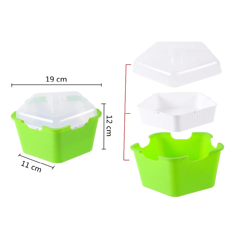 Pentagonal Plastic Sprout Planting Pot Box Bean Pea Sprouter Seedling Tray Wheat Grass Cat Grass Nursery Growing Germination Kit