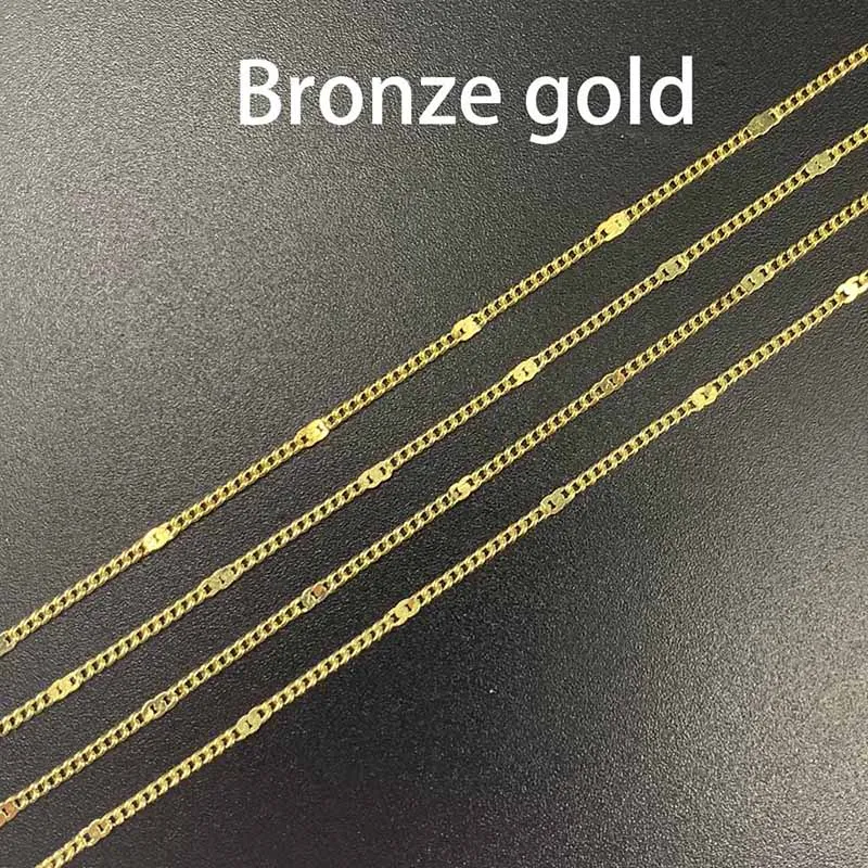 Bronze Gold 5 м 10 м/лот, металлические цепочки для ожерелья, серебро/золото/бронза, для изготовления ювелирных изделий, сделай сам, ожерелье, браслеты, аксессуары оптом - Цвет: Bronze Gold