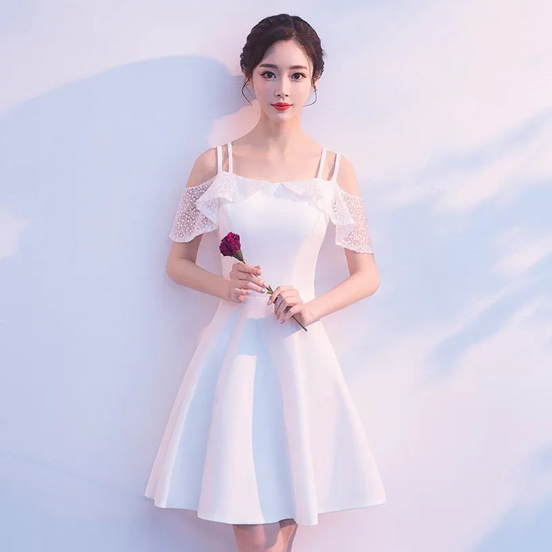 White Slash-Neck Party Dress Women Bride Cheongsam Short Butterfly Sleeve Wedding Qipao Elegant Dresses Gown Vestido XS-XXXL