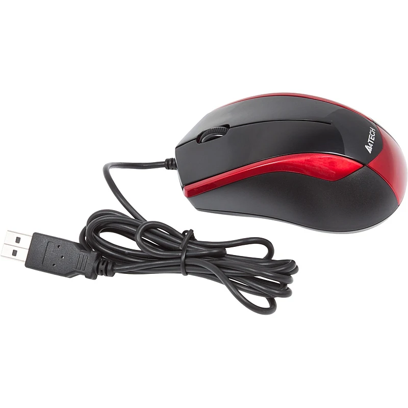 Мышь A4 V-Track Padless N-400-2 черный/красный оптическая(1000dpi) USB(2but