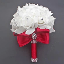 Rosa flor Свадебный букет дешево Выпускной ребенок голубой цветок брошь De Mariage Свадебный букет s PE Роза Бриллиантовая лента букет