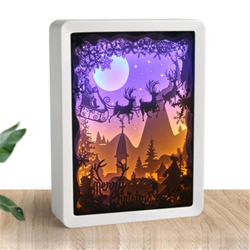 

3D Paper Carving Lamp Light Shadow Paper Carved Lights Diy Creative Remote Control Small Night Lamp 3D Room Table Lighting