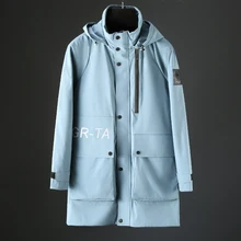 JSBD fw Высокое качество большой карман ветрозащитная куртка мужская повседневная с капюшоном Съемная длинная куртка-ветровка