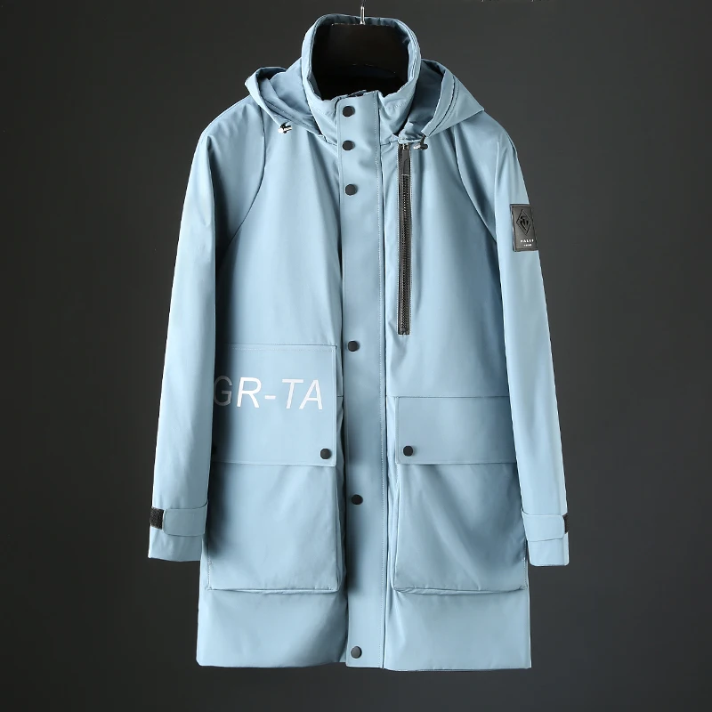 

JSBD fw high quality large pocket windproof jacket men casual hooded detachable long windbreaker coat