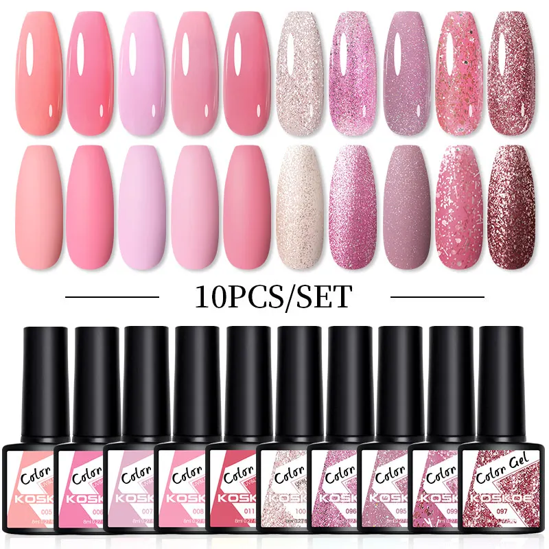 KOSKOE 10/20Pcs Gel Nail Polish Set Glitter Semi Permanent Hybrid Varnish Soak Off UV LED Art Manicure Nails | Красота и здоровье