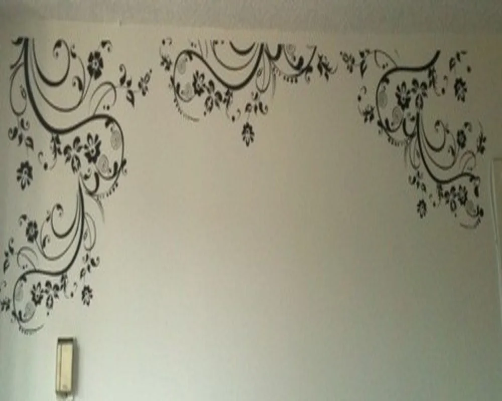 

Elegant Flower Vine Room Window Home Decor Black Vinyl Wall Decals Wall Stickers