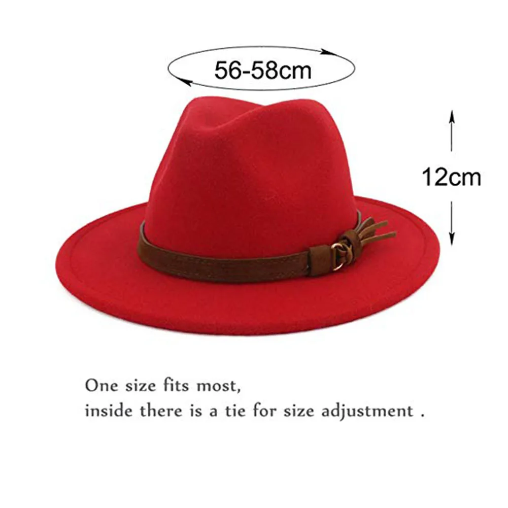 Винтаж сплошной цвет фетровый котелок с широкими полями Fedora Hat Зима флоппи Женская кепка Джаз горра Европейский Американский Круглый Кепка s котелок шапки