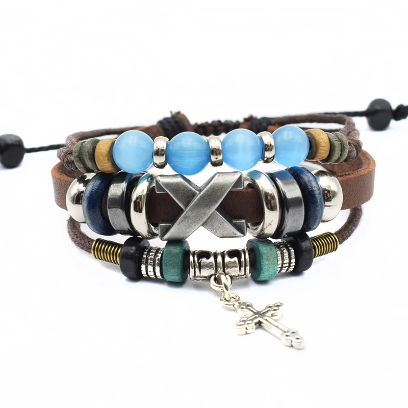 Pulseras Envolventes De Cuero Para Mujer, Brazalete De Cuentas De