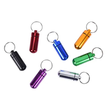 

1Pc Pill Box Capsule Shape Aluminum Pill Case Keychain Outdoor Pocket Pill Holder Container Delicate Medicine Box