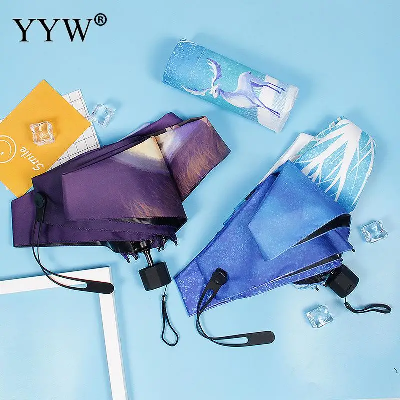 Складной зонт с изображением звездного неба карманный мини зонтик от солнца