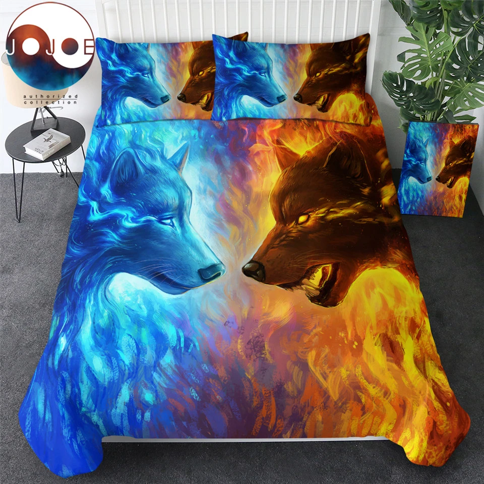 Jojoesart Bedding Set Queen 3d Quilt Cover Set With Pillowcases Ice Fire Wolf Bed Set 3 Piece Luxury Duvet Cover Home Textile Bedding Set Blue Bedding Set3d Quilt Cover Aliexpress