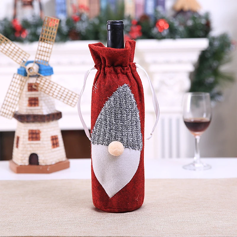 Christmas Wine Bottle Cover Xmas Bottle Cap Decor Deer Snowman Santa Claus Dinner Party Christmas Decorations For Home