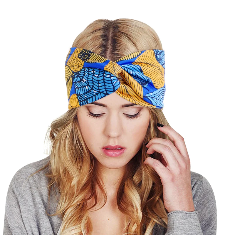 African Pattern Print Headband for Women Twist Style Headscarf Cross Turban Bandage Bandanas Bow HairBands Hair Accessories shein hair accessories