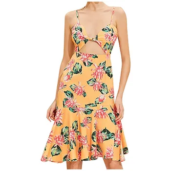 

Women's Sexy Dress New Boho Print Strapless Ruffled Flounce Hollow Beach Mini Dresses Spring Summer Fashion Casual Vestido #A
