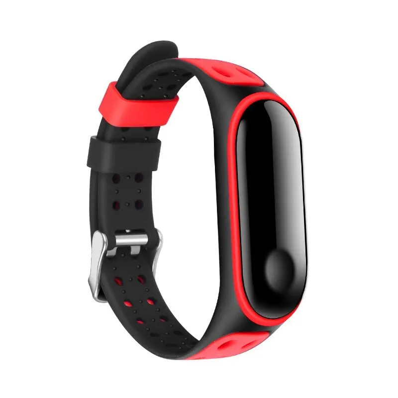 Спортивный ремешок для xiaomi mi Band 3 4, браслет, часы, аксессуары для xiaomi mi band 4 3, ремешок mi band 4 3, силиконовый ремешок на запястье - Цвет: black red
