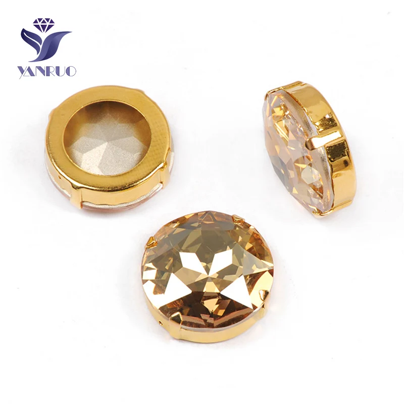Yanruo 1201 круглая нашивная СТРАЗА стеклянные поделки камни и кристаллы Точка назад большие стразы для украшения - Цвет: Golden Shadow