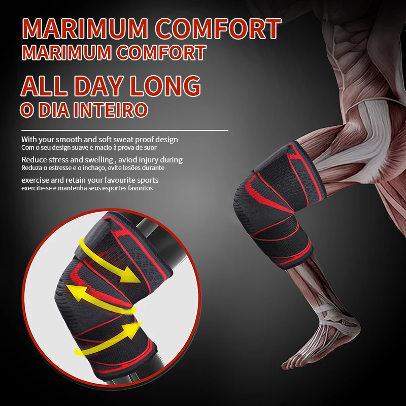 SKDK 1PCS Sports Knee Pad Men Pressurized Elastic Knee Pads Support Fitness Gear Basketball Volleyball Brace Protector Crossfit