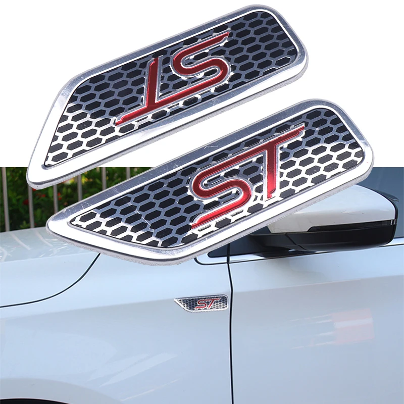 2Pcs 3D aluminum Emblem ST Sport Fender Side Sticker Badge