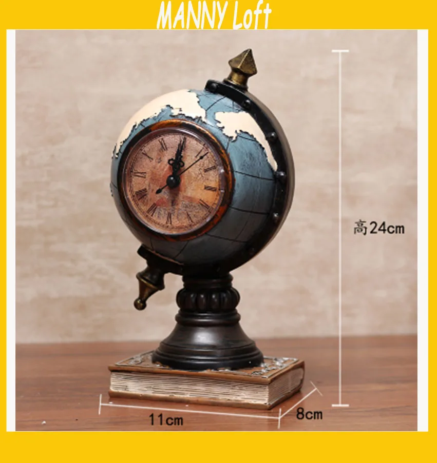 

Retro Antique Globes Clock Model Loft Style Decoration For Home Store Bar Free Shipping