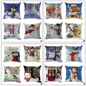 

4Pcs Christmas Decorative Pillowcases Polyester Merry Christmas Throw Pillow Case Cover Santa Claus Elk Pillowcase poszewka