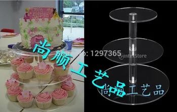 

Free shipping 3 Tiered Cupcake Stand Cake Plate Tower Transparent Round Acrylic Stand Wedding Birthday Cake Party Decoration
